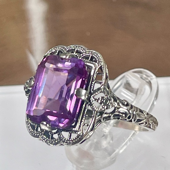 3ct ALEXANDRITE !! Lab created Alexandrite w/ Filigree syle ring.… - Picture 4 of 9